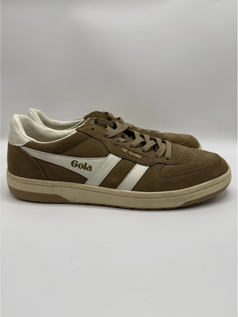 Gola Hawk Suede Women's Athletic Shoes CLB722 Brown White Sneakers US11 UK9 EU42